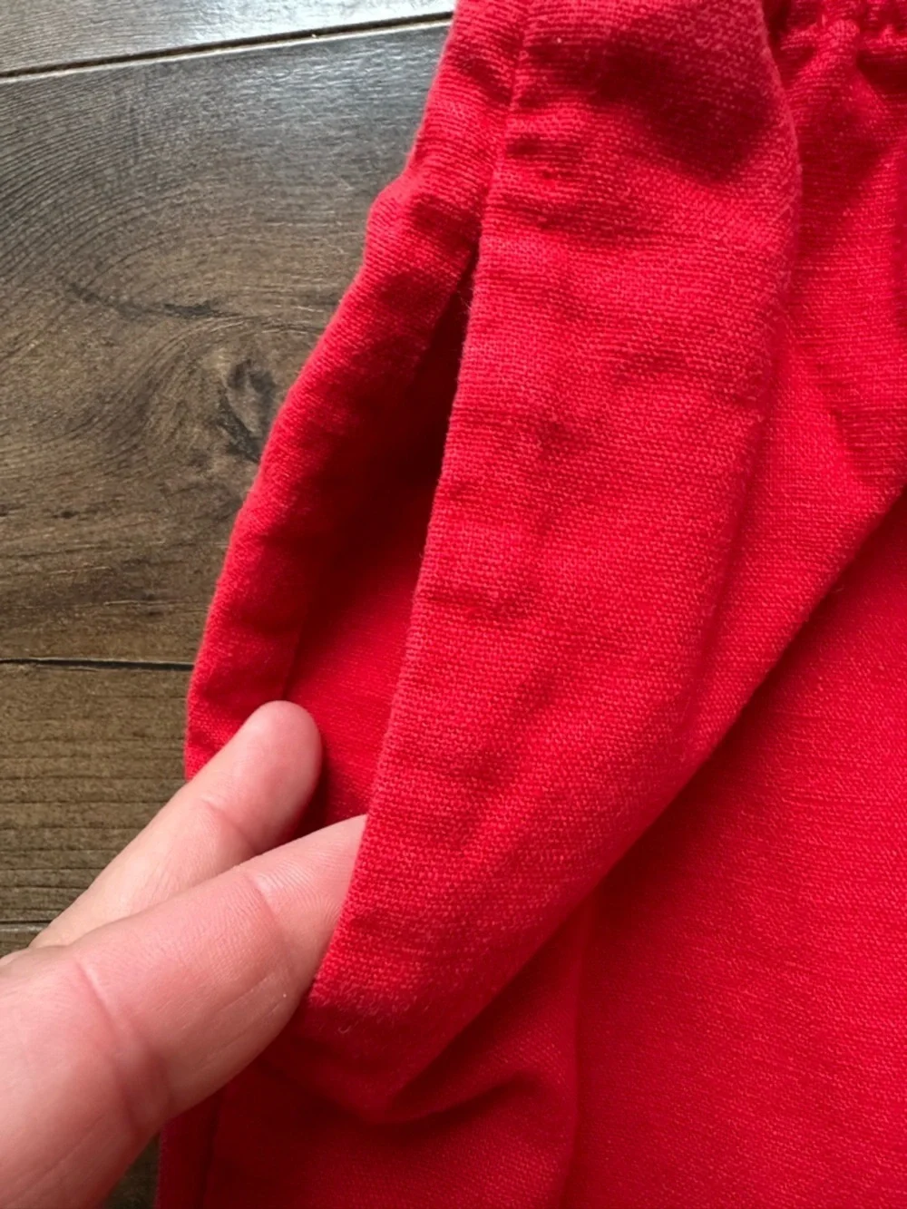 J.Crew Red Scalloped Hem Linen Blend Skirt Size 4 Elastic Waist
